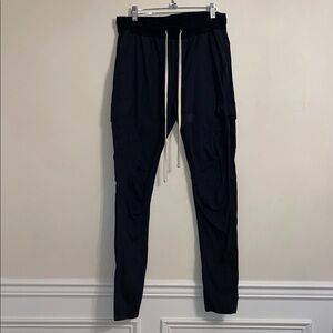 MNML Black Cargo Pants with White Drawcords